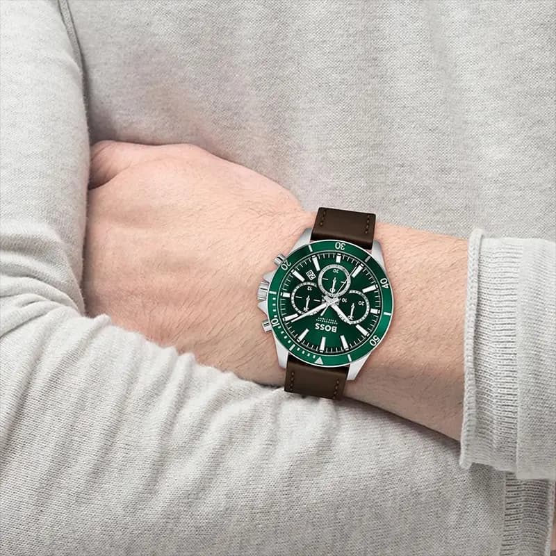 Hugo Boss Troper Chronograph Green Dial Men's Watch | 1514098