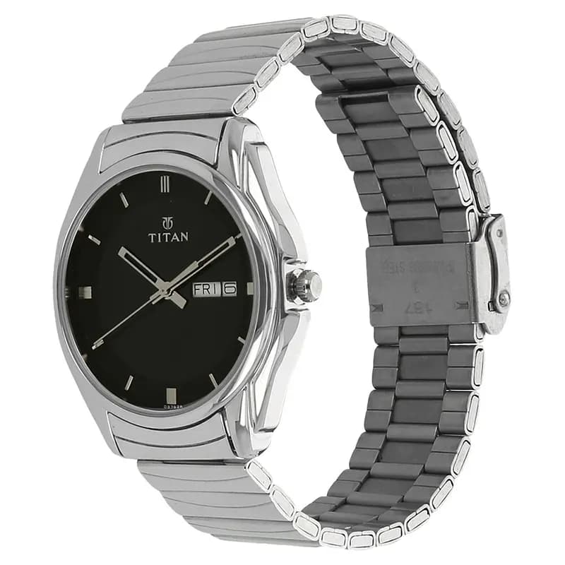 Titan Karishma Day-Date Black Dial Men's Watch | 1578SM04