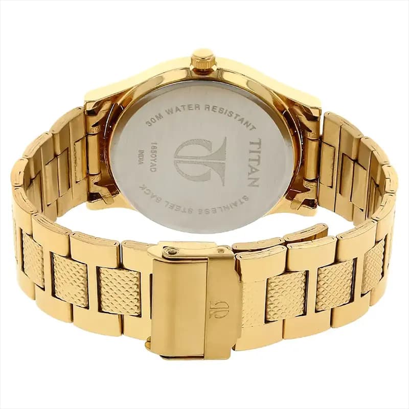 Titan 1650YM05 Karishma Silver Dial Gold-tone Men's Watch