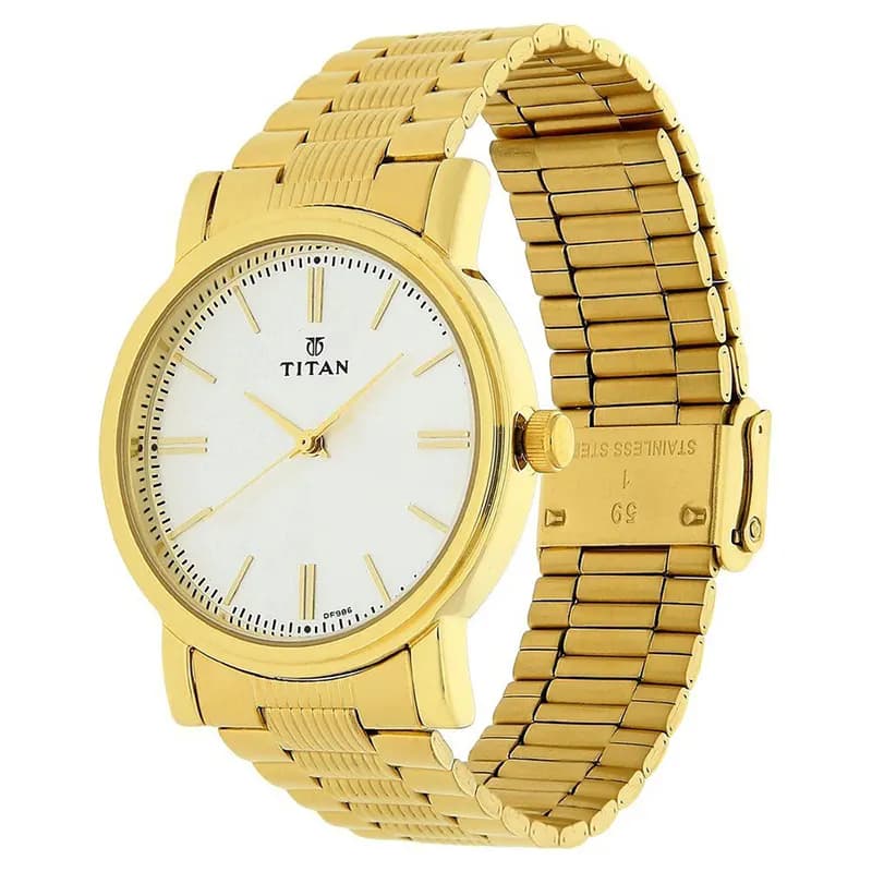 Titan 1712YM01 White Dial Gold-Tone Men’s Watch