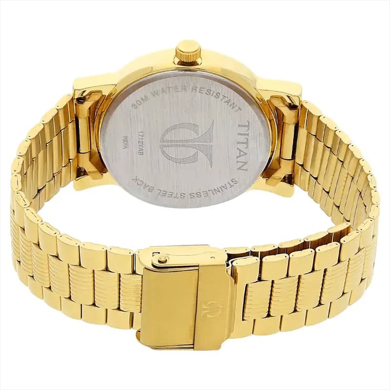Titan 1712YM03 Champagne Dial Golden Strap Men’s Watch
