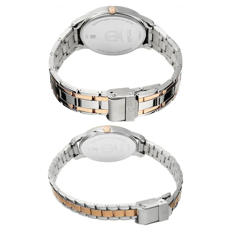 Titan Bandhan Date Silver Dial Two-Tone Couple Watch | 17752481KM01