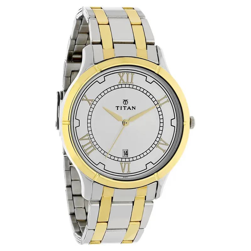 Titan 1775BM01 White Dial Two tone Men's Watch