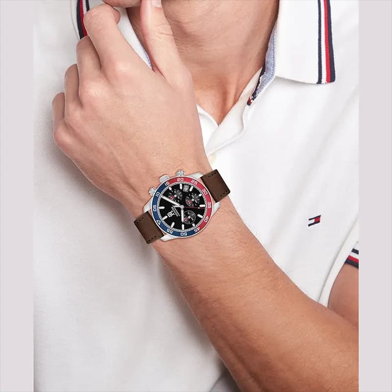 Tommy Hilfiger TH85 Pepsi Black Dial Men's Watch | 1792166