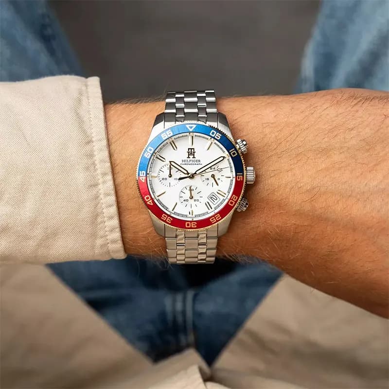 Tommy Hilfiger TH85 Chronograph White Dial Pepsi Men's Watch | 1792184