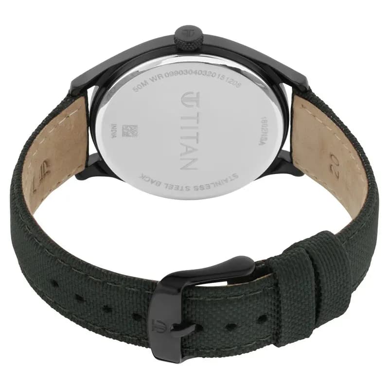 Titan Workwear Minimalist Green Dial Leather Men's Watch | 1802NL02
