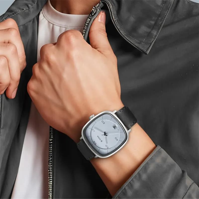 Titan Neo Curve Light Blue Dial Leather Strap Men's Watch | 1885SL01 secondary view