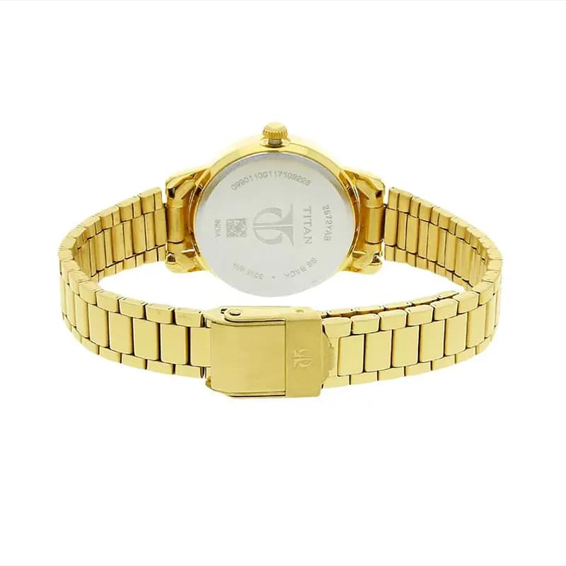 Titan Karishma 2572YM01 White Dial Gold-Tone Ladies Watch
