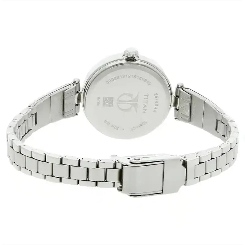 Titan 2574SM01 Blue Dial Silver Strap Ladies Watch