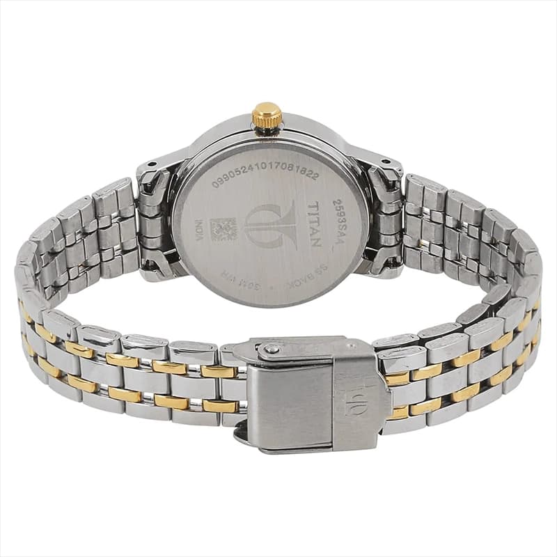 Titan 2593BM01 Champagne Dial Two-tone Ladies Watch