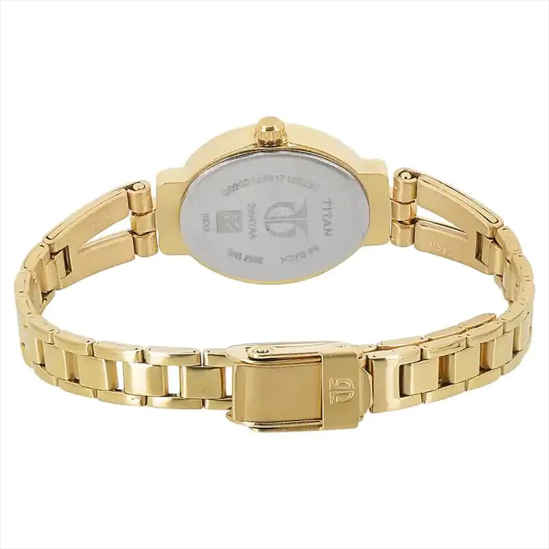 Titan 2594YM01 Champagne Dial Gold Toned Ladies Watch