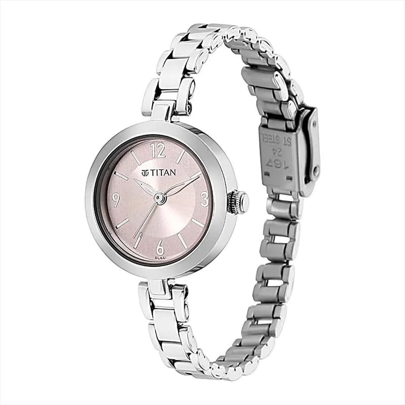 Titan Lagan 2598SM06 Pink Dial Silver-Tone Ladies Watch