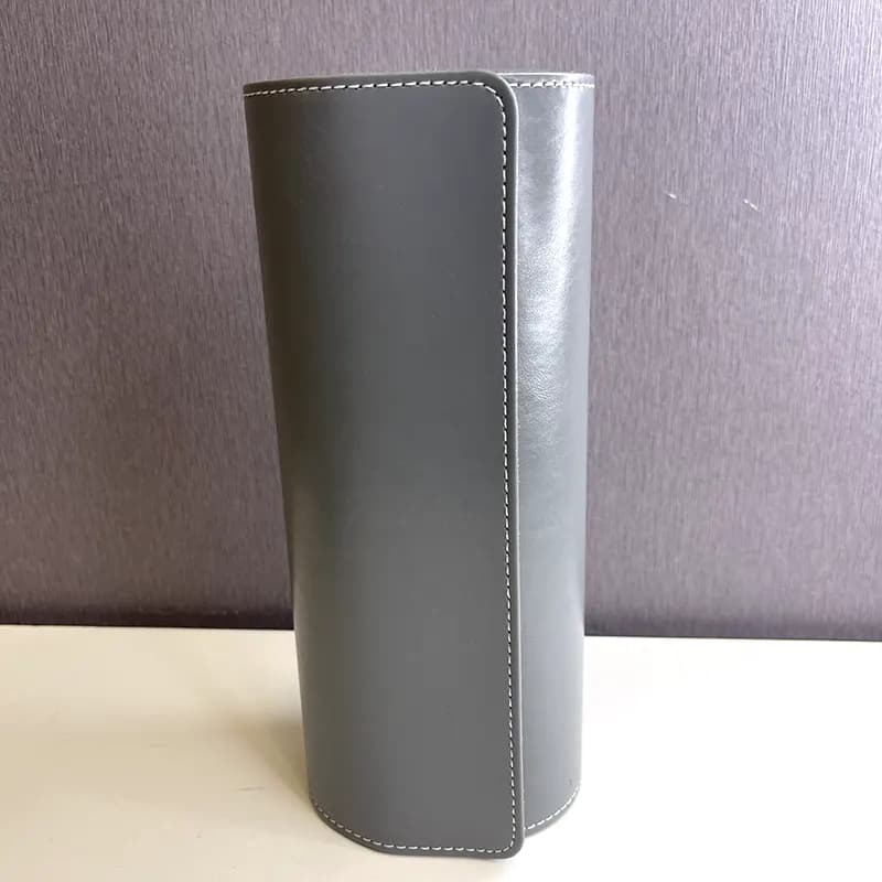 3 Slots Premium Grey Leather Watch Roll Case secondary view