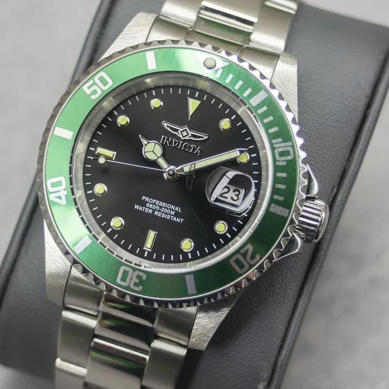 Invicta Pro Diver Date Black Dial Green Bezel Men's Watch | 47353 secondary view