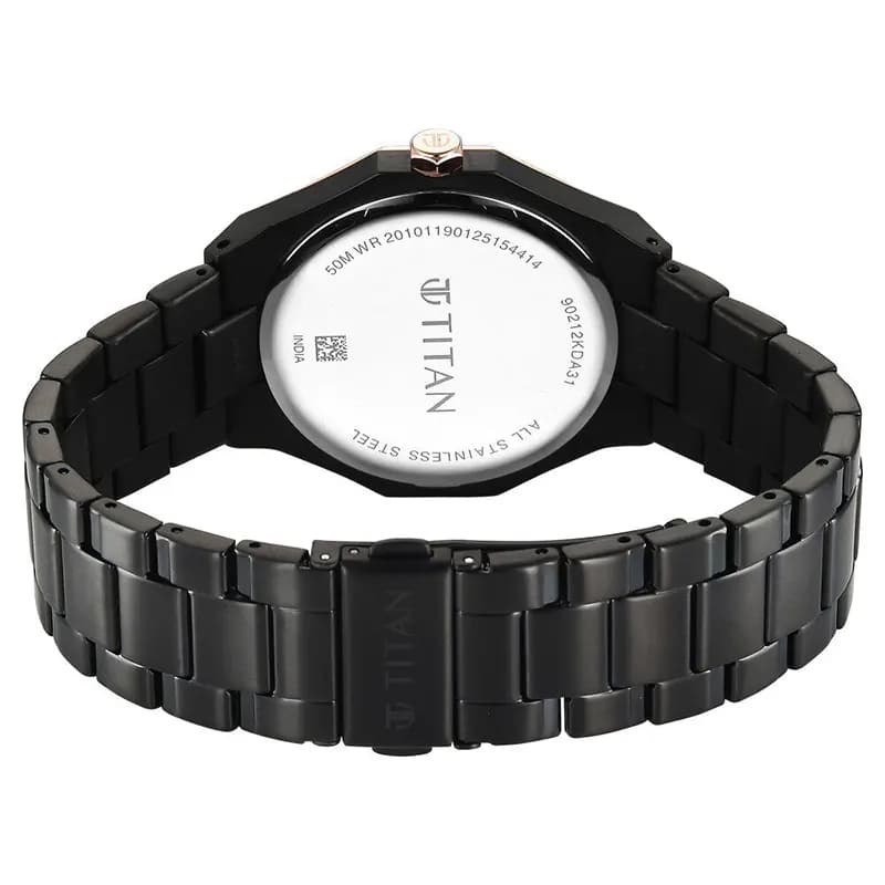 Titan Regalia Dodecagon Black Dial Two-tone Men’s Watch | 90212KM02