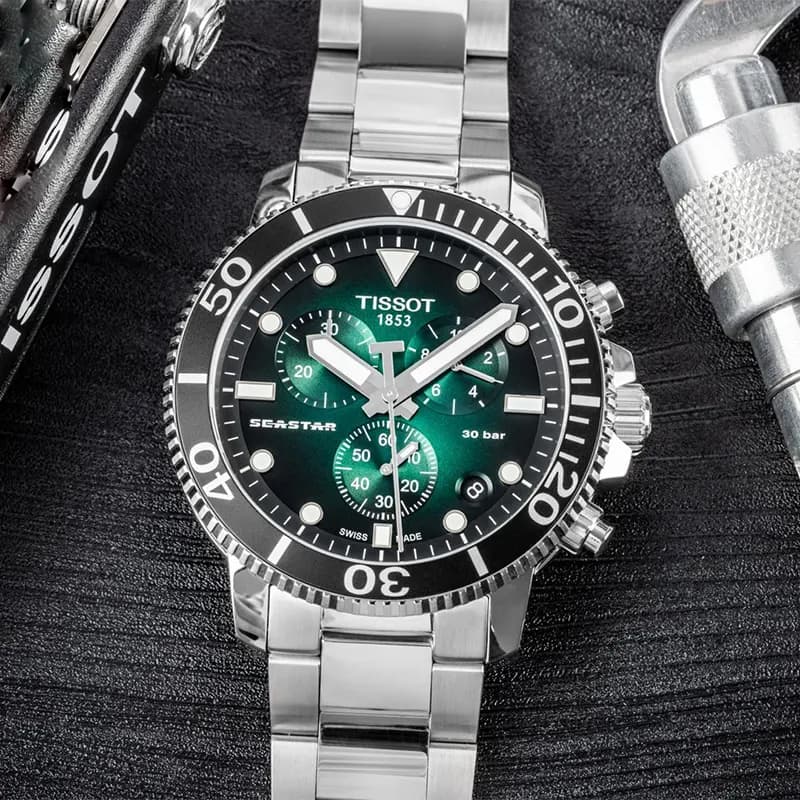Tissot Seastar 1000 Chronograph Green Dial Men's Watch | T120.417.11.091.01