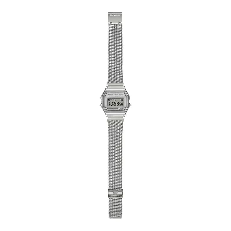 Casio Classic A158WEM-7 Vintage Digital Dial Mesh Band Watch