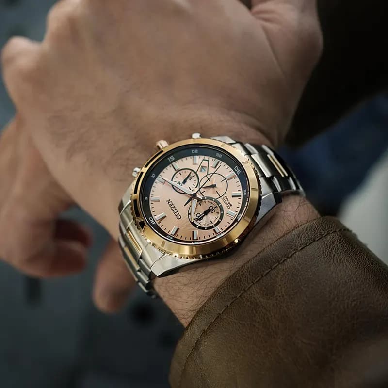 Citizen Chronograph Peach Dial Two-Tone Men's Watch | AN8204-59X
