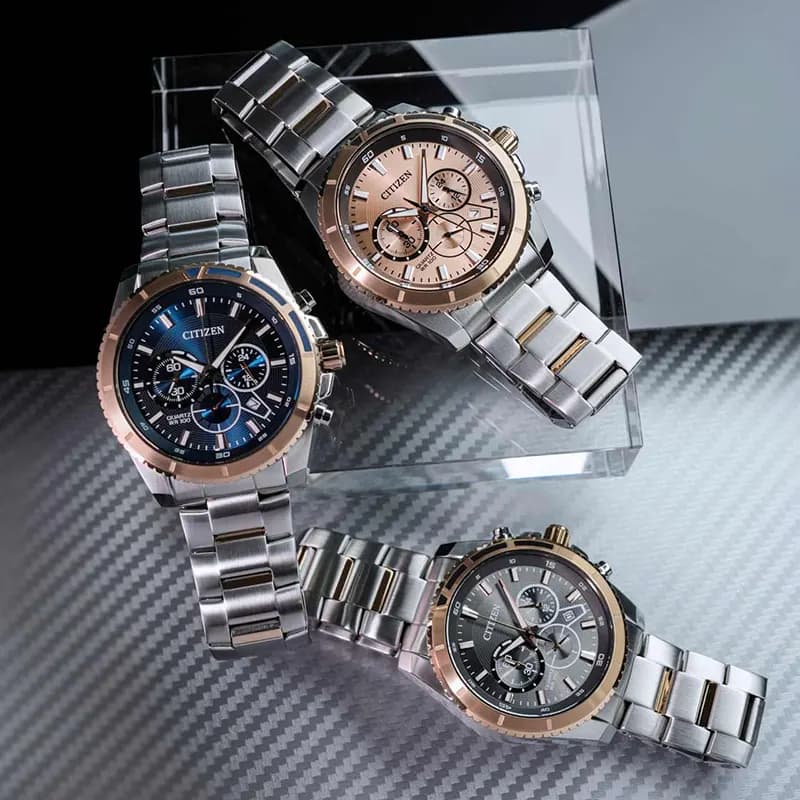 Citizen Chronograph Peach Dial Two-Tone Men's Watch | AN8204-59X