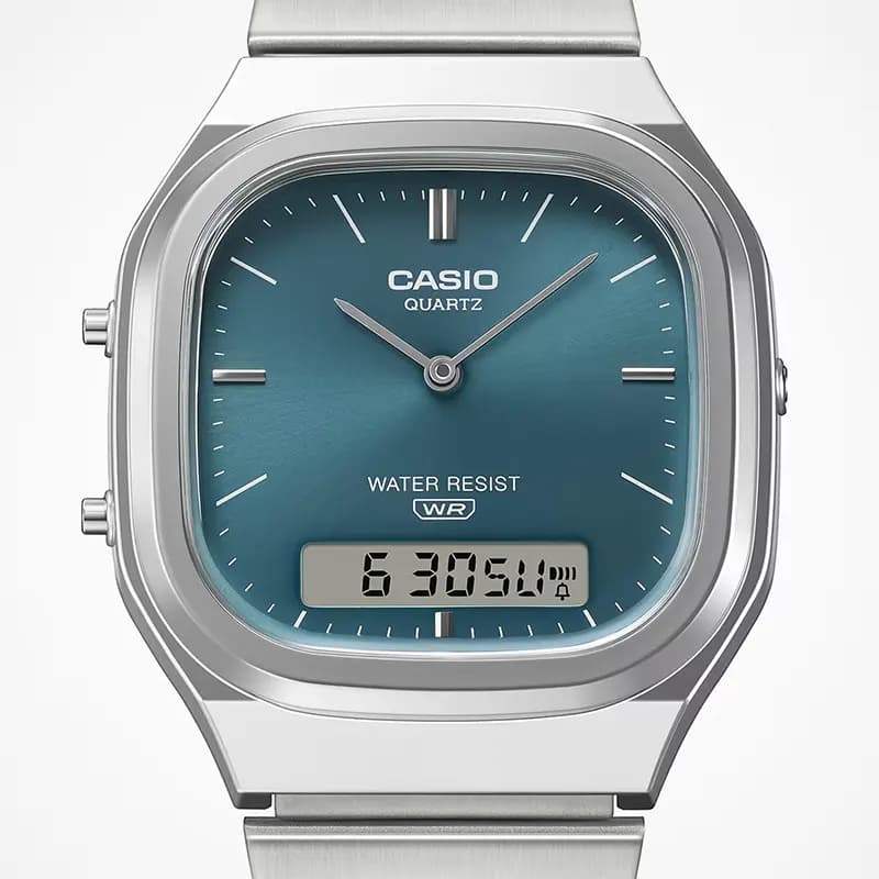 Casio Vintage Retro-Modern Dual Time Blue Dial Watch | AQ-240E-3A