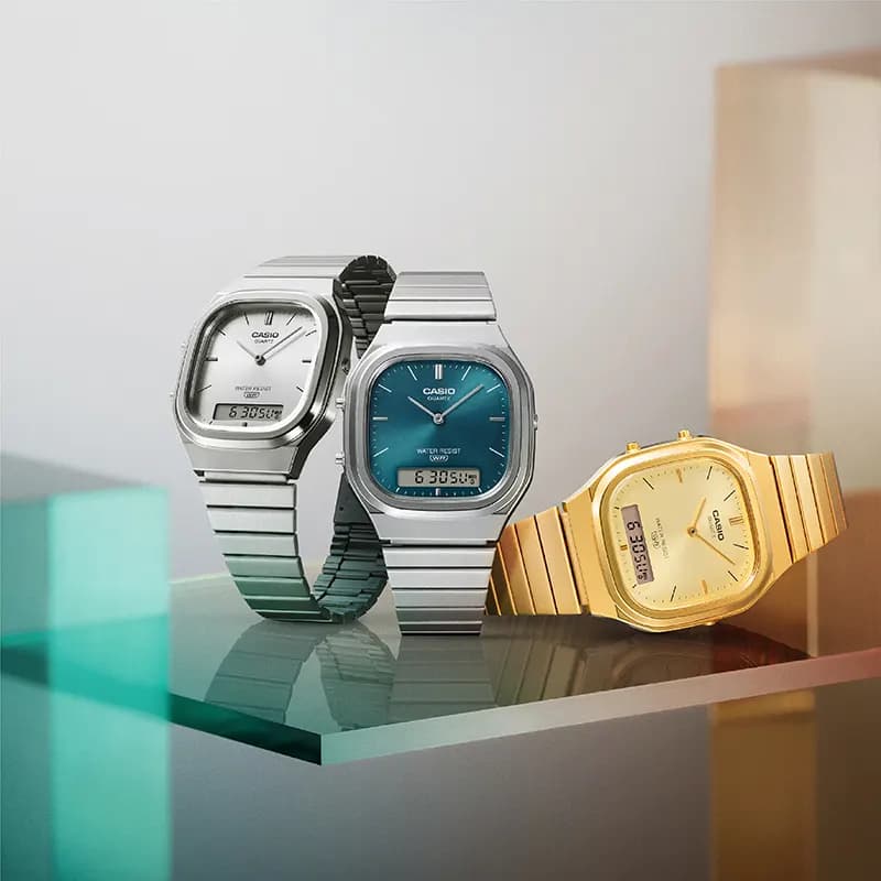 Casio Vintage Retro-Modern Dual Time Blue Dial Watch | AQ-240E-3A