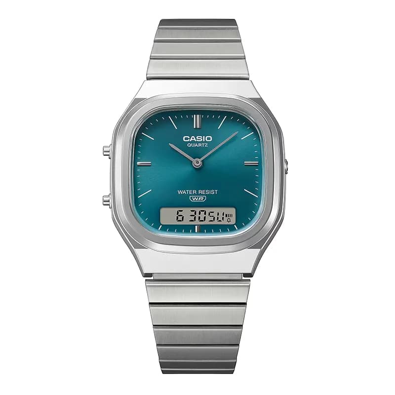 Casio Vintage Retro-Modern Dual Time Blue Dial Watch | AQ-240E-3A