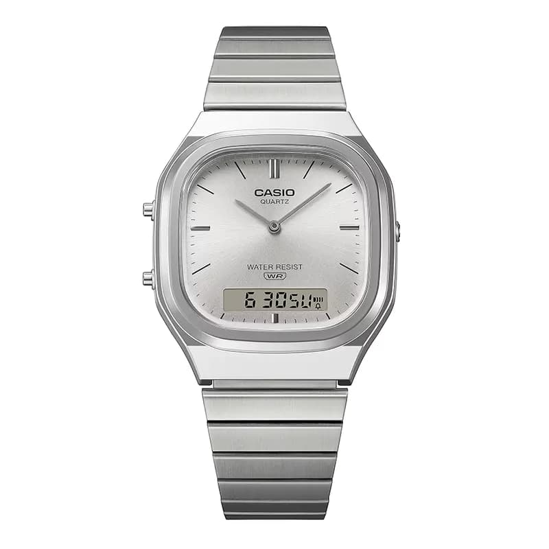Casio Vintage Retro-Modern Dual Time Silver Dial Watch | AQ-240E-7A