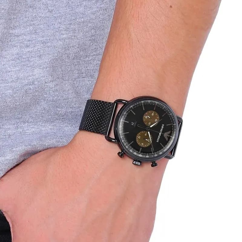 Emporio Armani Aviator Chronograph Black Dial Men's Watch | AR11142