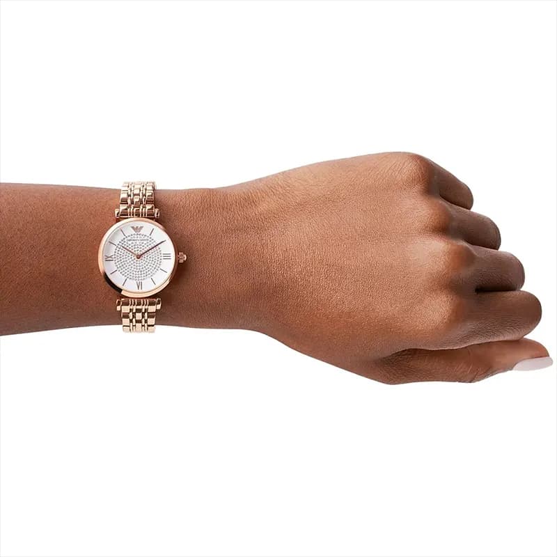Emporio Armani Gianni T-Bar White Dial Ladies Watch | AR11244