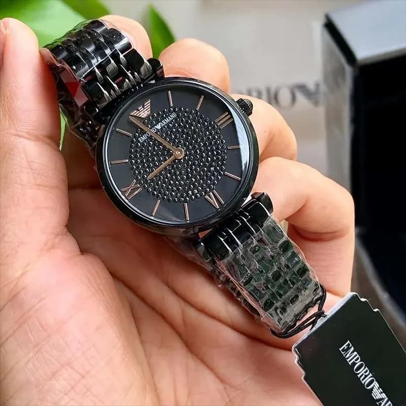 Emporio Armani Gianni T-Bar Black Crystal Dial Ladies Watch | AR11245