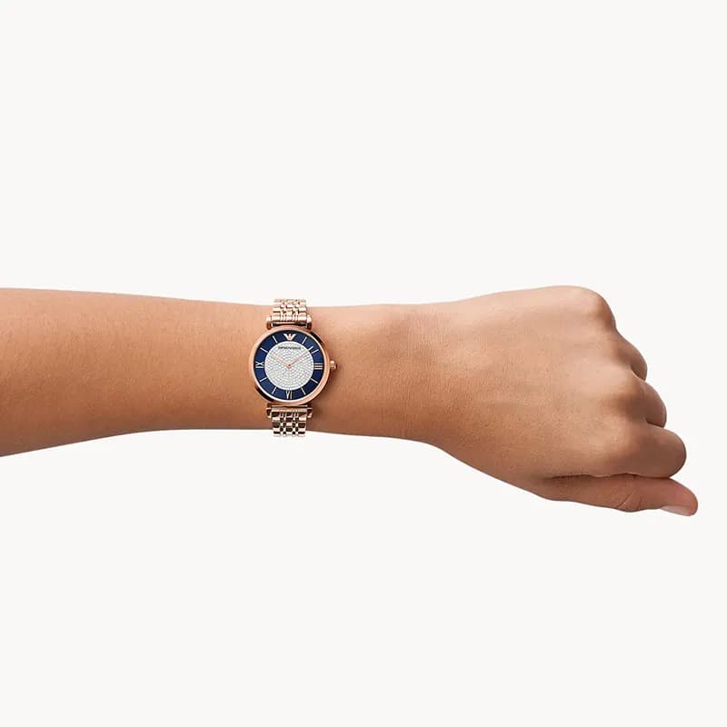 Emporio Armani Blue (Crystal Pave Center) Dial Ladies Watch | AR11423
