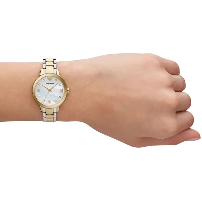 Emporio Armani Cleo MOP Dial Two-Tone Ladies Watch | AR11513