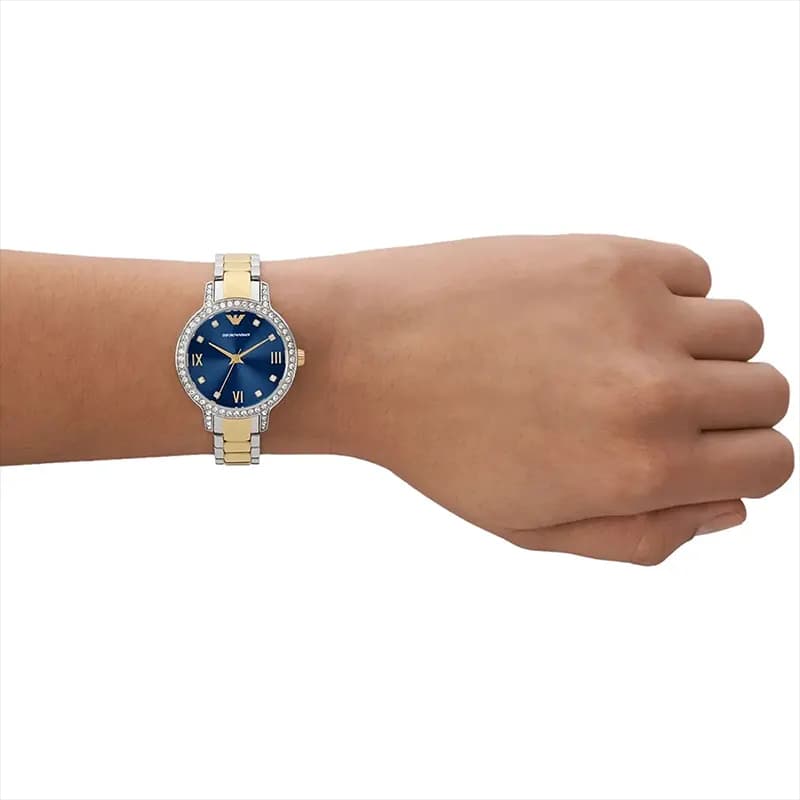 Emporio Armani Cleo Blue Dial Two-Tone Ladies Watch | AR11576
