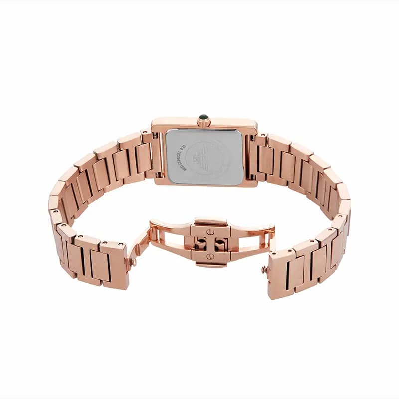 Emporio Armani Genni Green Dial Rose Gold Ladies Watch | AR11641