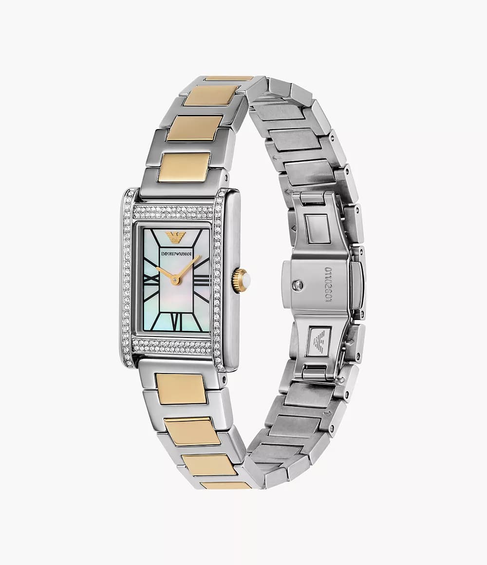 Emporio Armani Genni Mother Of Pearl Two-tone Ladies Watch | AR11642