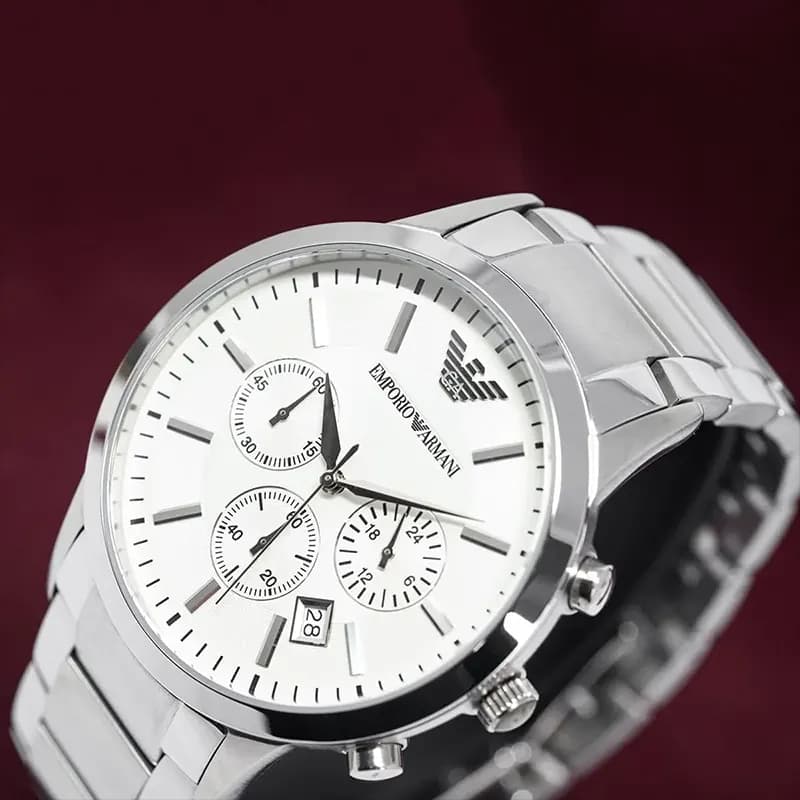 Emporio Armani Renato Chronograph Silver Dial Men's Watch | AR2458