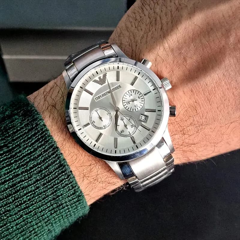 Emporio Armani Renato Chronograph Silver Dial Men's Watch | AR2458
