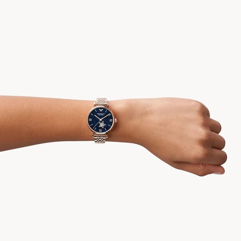 Emporio Armani Automatic Crystal Blue Dial Ladies Watch | AR60043