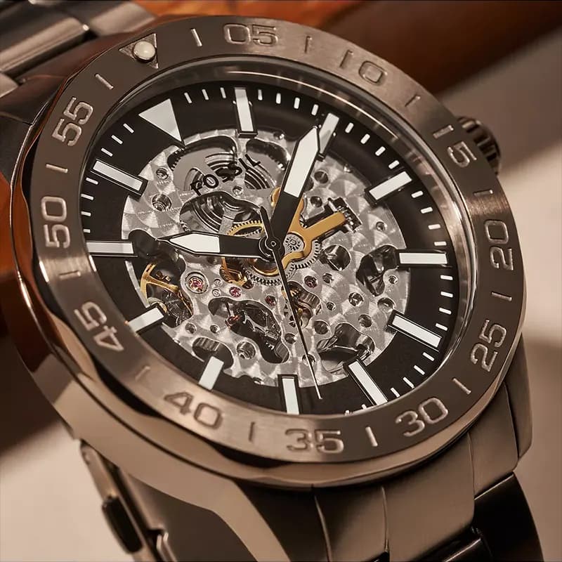 Fossil Bannon Automatic Smoke Stainless Steel Men's Watch | BQ2678