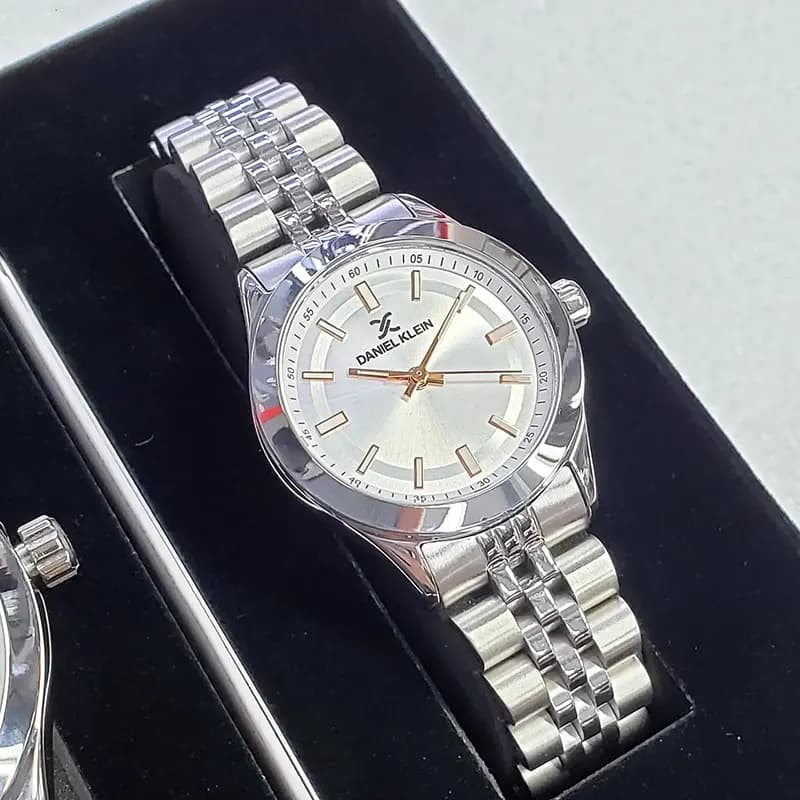 Daniel Klein Silver Dial Silver-tone Couple Set | DK.1.13405-1