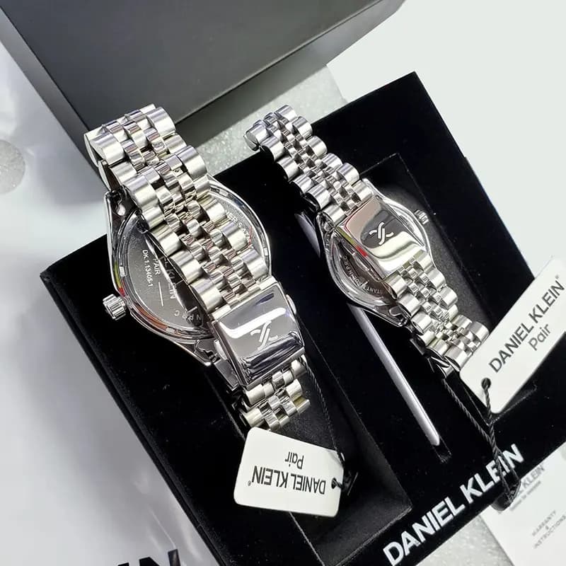 Daniel Klein Silver Dial Silver-tone Couple Set | DK.1.13405-1
