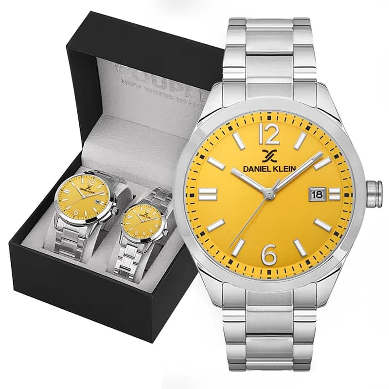 Daniel Klein Yellow Dial Silver-tone Couple Set | DK.1.13753-5 secondary view