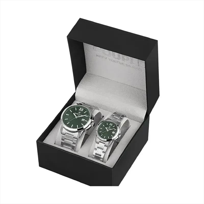 Daniel Klein Green Dial Silver-tone Couple Set | DK.1.13839-3 secondary view