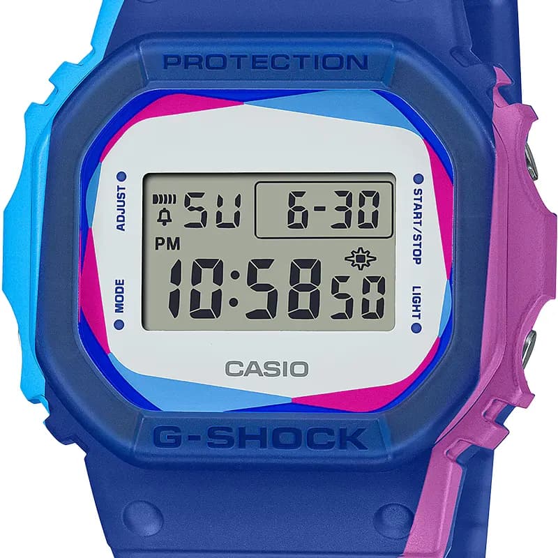 Casio G-Shock 5600 Series Off-Center Print Blue Digital Men’s Watch | DWE-5600PR-2