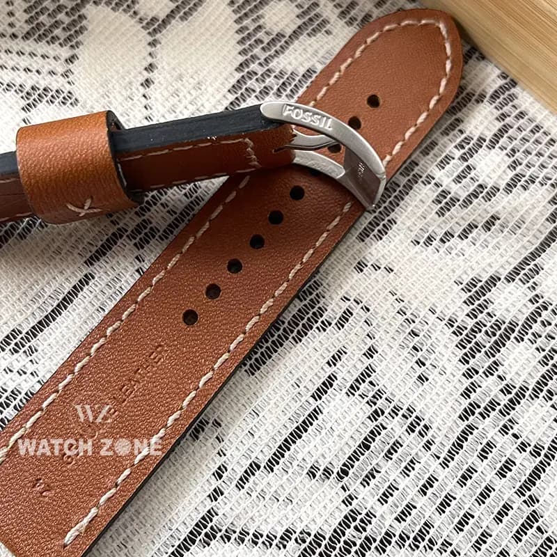 Fossil 24mm Brown Genuine Thick Leather Watch Strap secondary view