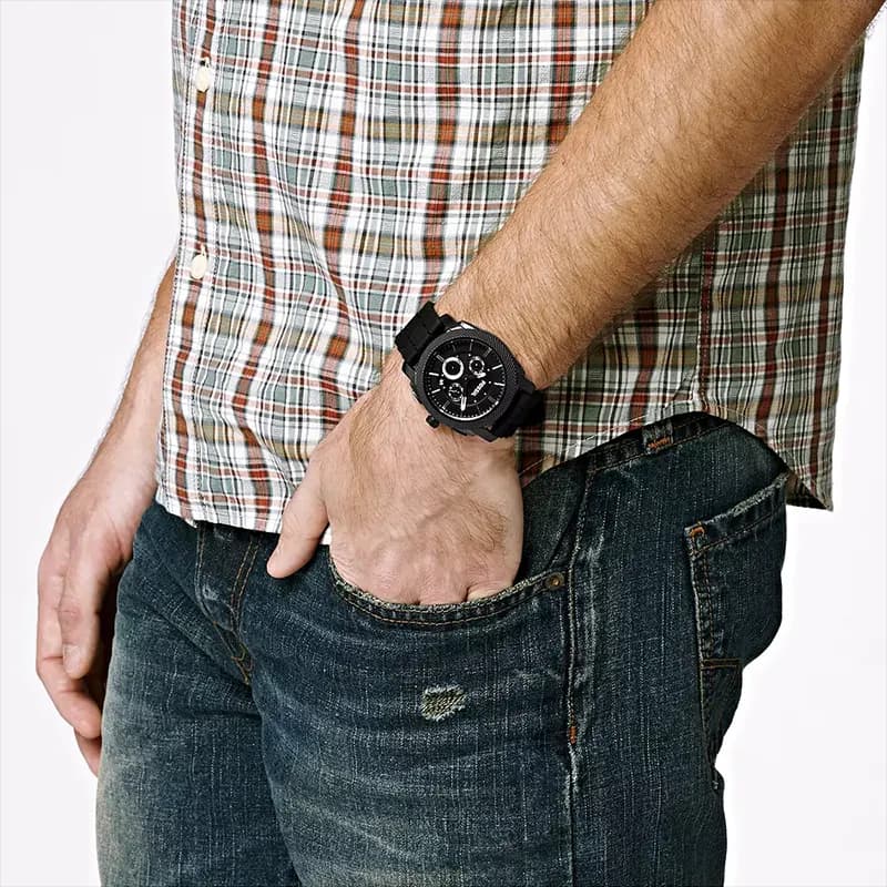 Fossil Machine Chronograph Black Silicone Men's Watch | FS4487