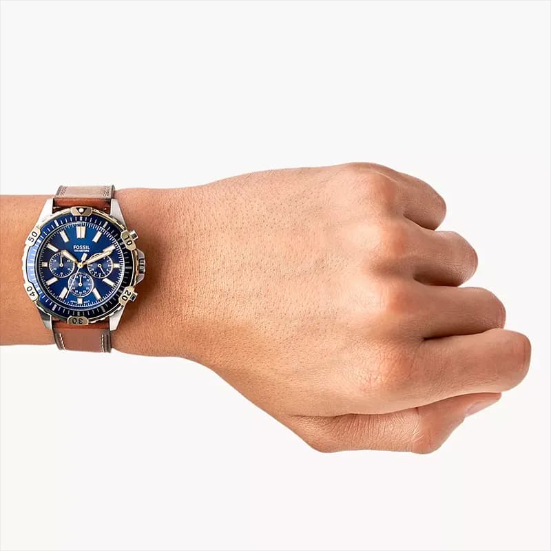 Fossil Garrett Chronograph Luggage Leather Men's Watch | FS5625