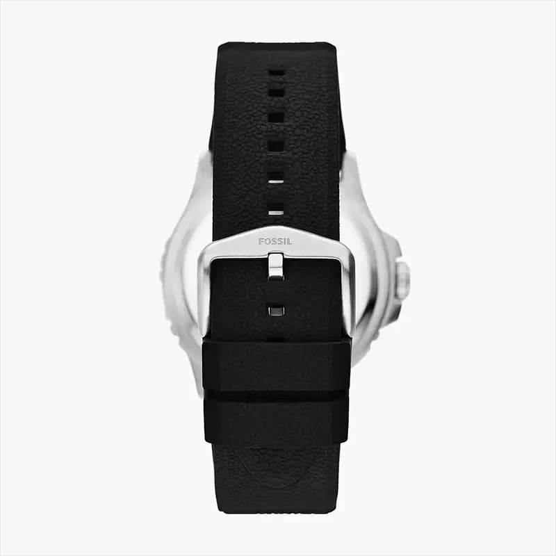 Fossil Blue GMT Black Dial Silicone Strap Men’s Watch | FS6036