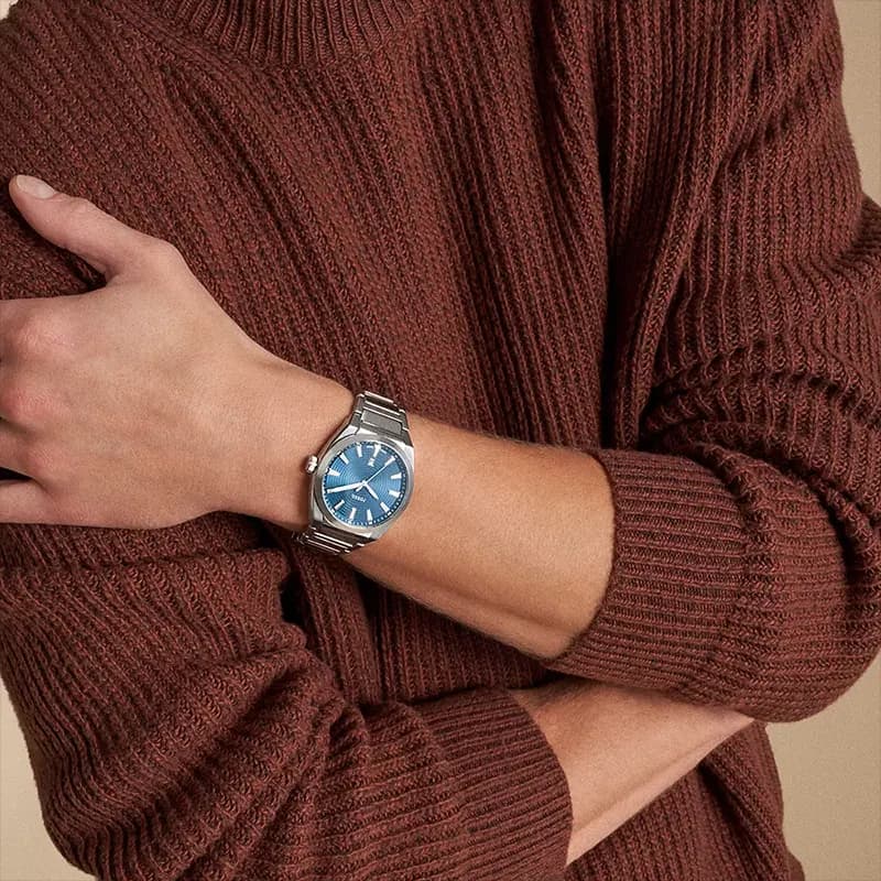 Fossil Everett Blue Sunray Textured Dial Men's Watch | FS6054
