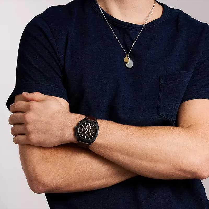 Fossil Machine Chronograph Brown Leather Men's Watch | FS6101
